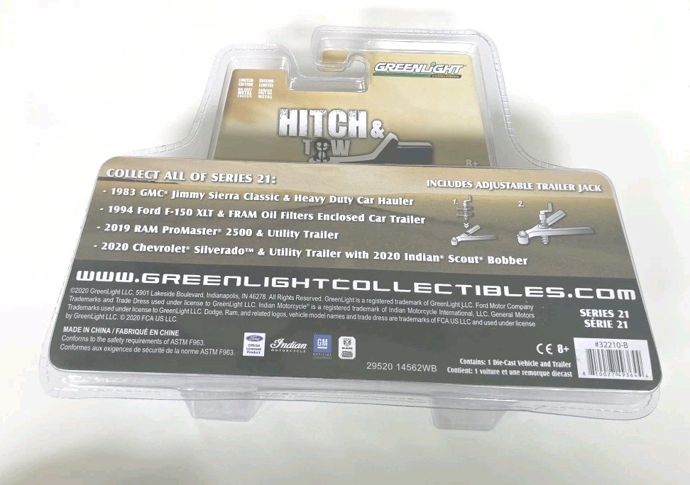 Greenlight Chase 1994 Ford F-150 XLT & Fram Oil Filters Enclosed Car Trailer