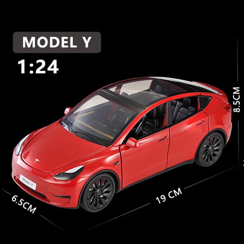Tesla Model X Y 3 Diecast Alloy Toy 1:24 Car Sound Light Kids Collectible Gift