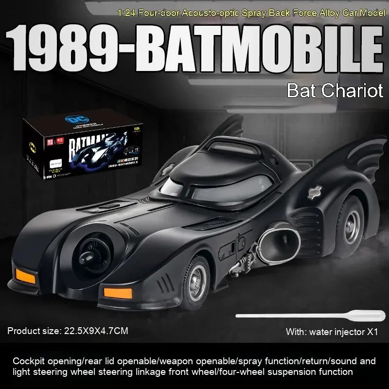 1:24 Batmobile 1989 Model Car Diecast Alloy Toy Cars Kids Gifts with Light Sound