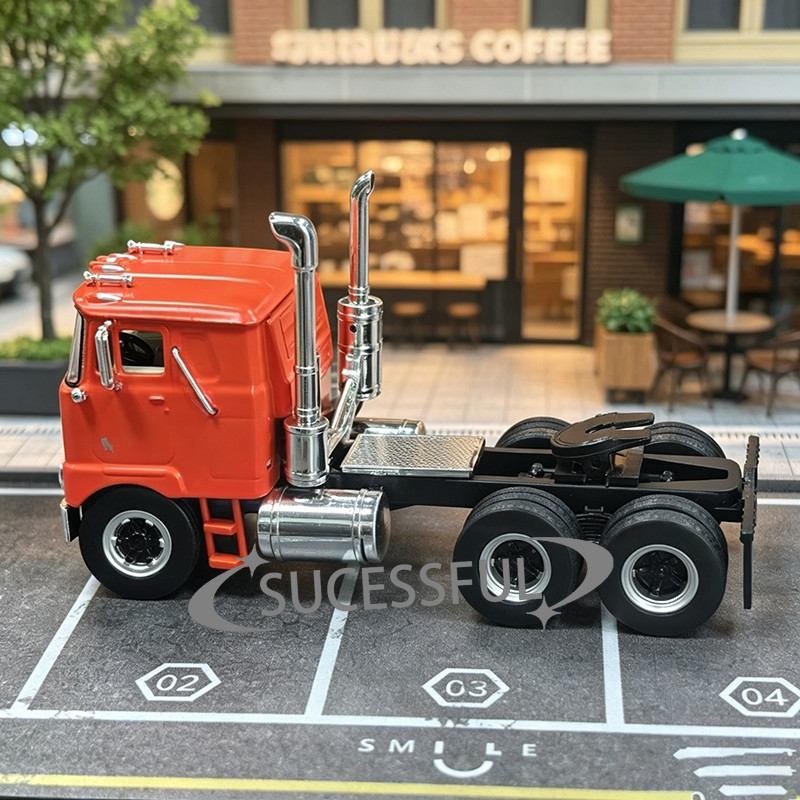 1pc 1:64 Orange Mack F700 Tractor Truck Alloy Model