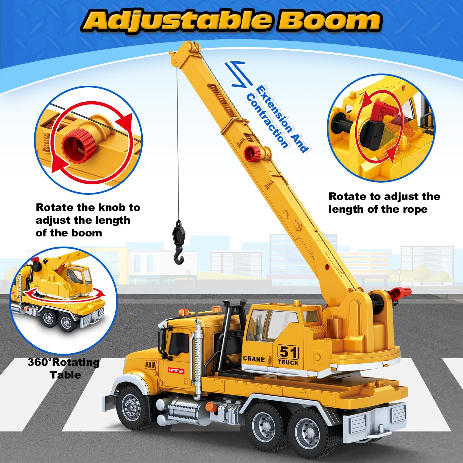Kids Toys for 3 4 5 6 7 8 Years Old Boys, 15″ Crane Truck Toy with Lights, So…