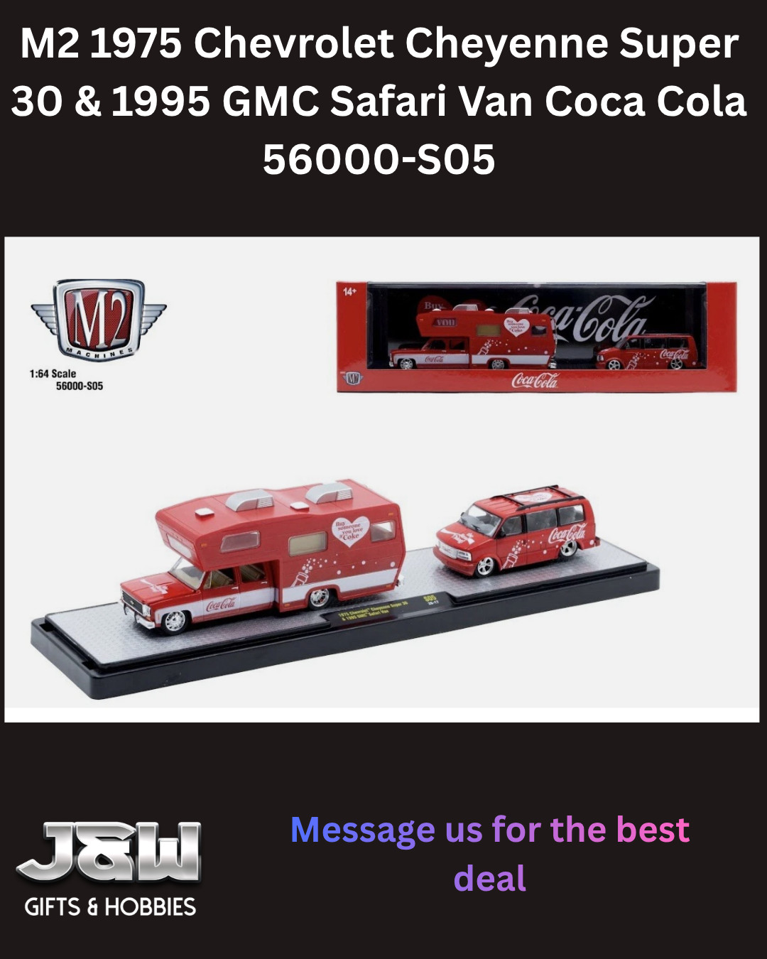 M2 1975 Chevy Cheyenne Super 30 & 1995 GMC Safari Van Coca Cola 56000-S05 1/64