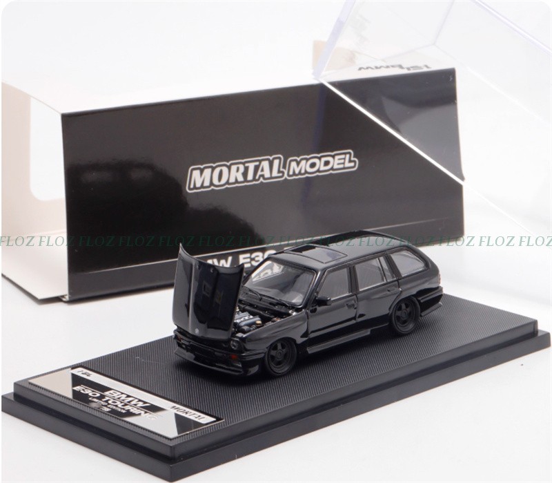 Mortal BMW E30 3 Series Touring Lowered Version Black Wheel LTD 1:64 Pre-built