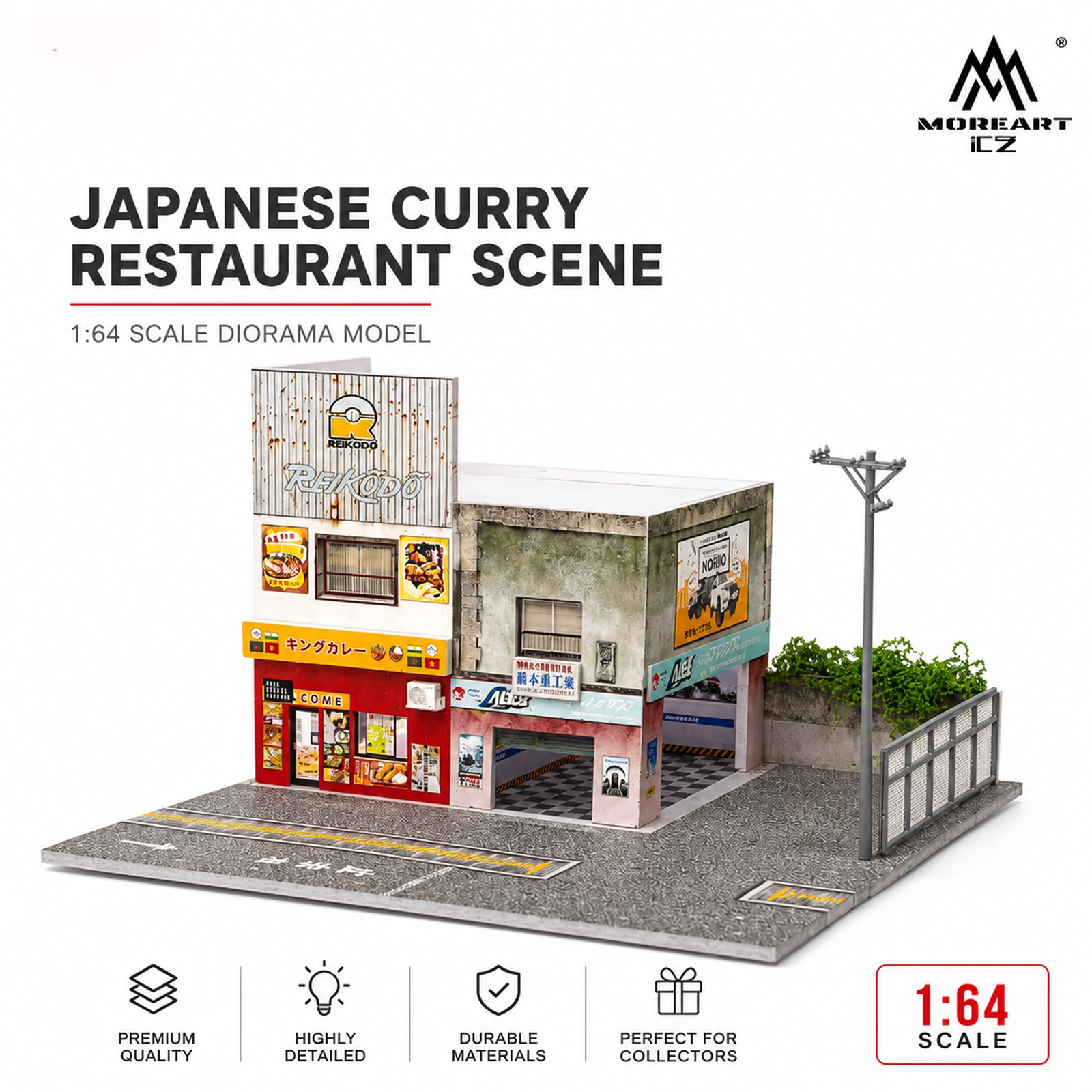 Diorama 1/64 Diecast Car Garage Model LED Street Factory Building Display Toy US