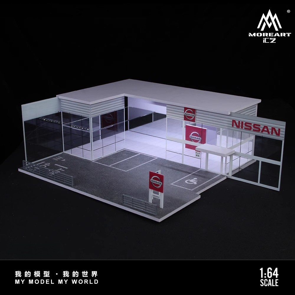 Diorama 1/64 Diecast Garage Model LED Lighting Showroom Scene Parking Lot Model