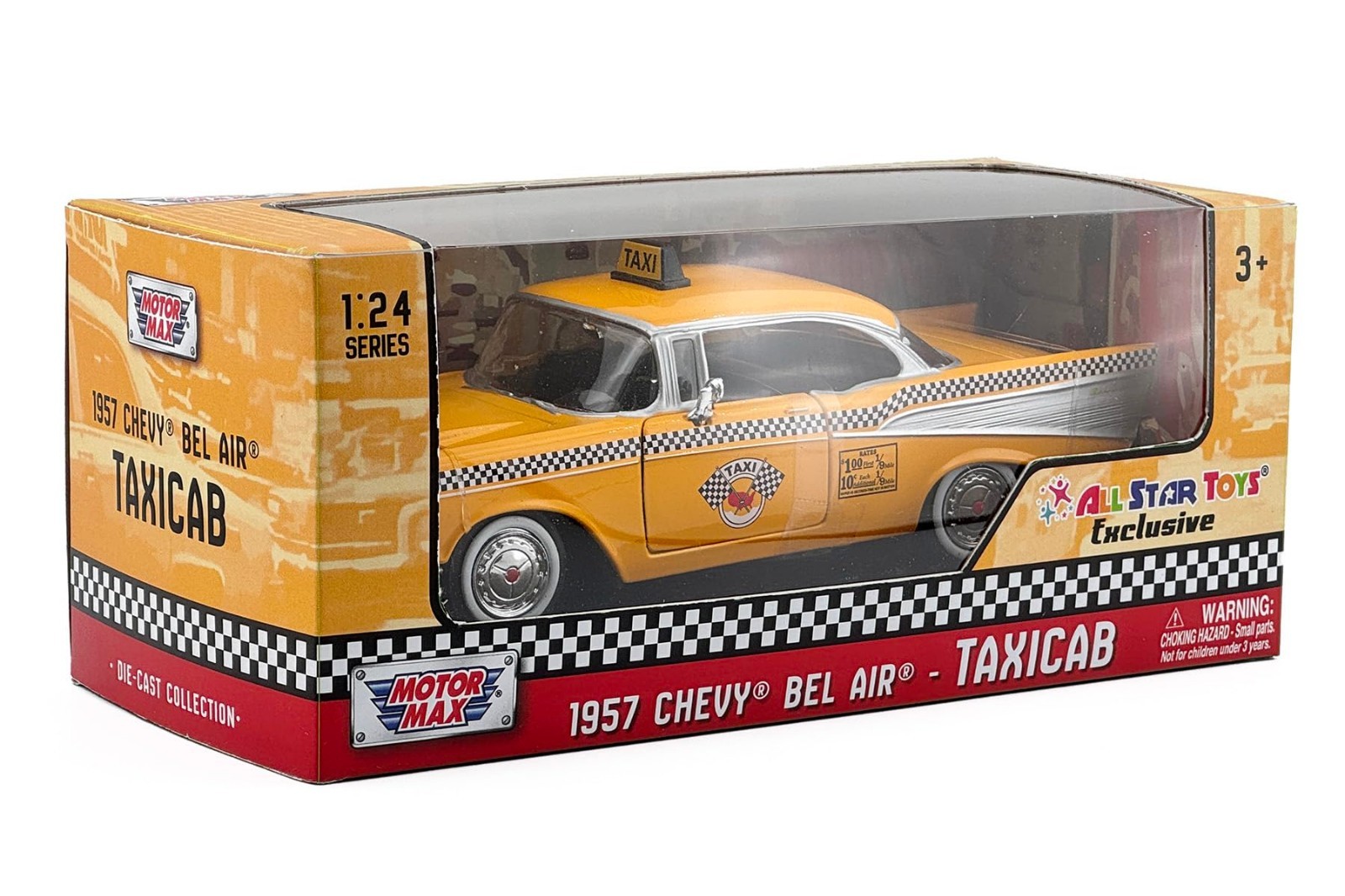 1957 Chevy Bel Air Taxi Diecast Model 1:24 Scale Classic Collectible Car Vehicle
