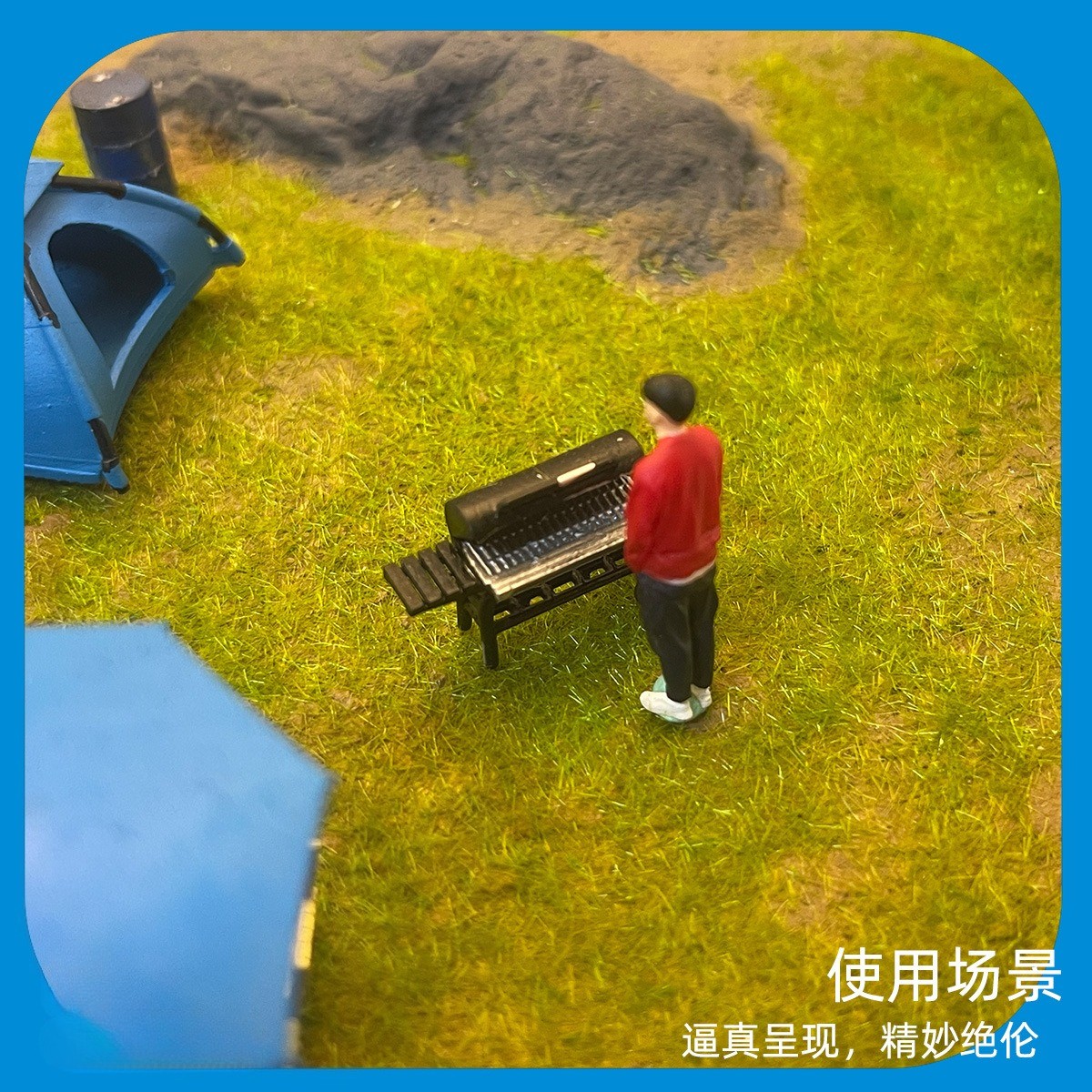 1/64 Diorama Garage Barbecue Grill Car Repair Props Sand Table Scene Decoration