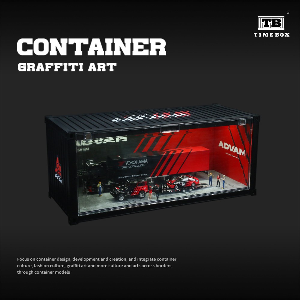 1/64 Diorama Diecast Model LED Garage Container Street Buildings Display Case