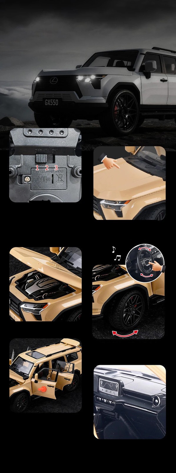 1:24 Lexus GX550 2026 SUV Alloy Luxy Car Model Diecasts Off-road Vehicles Car