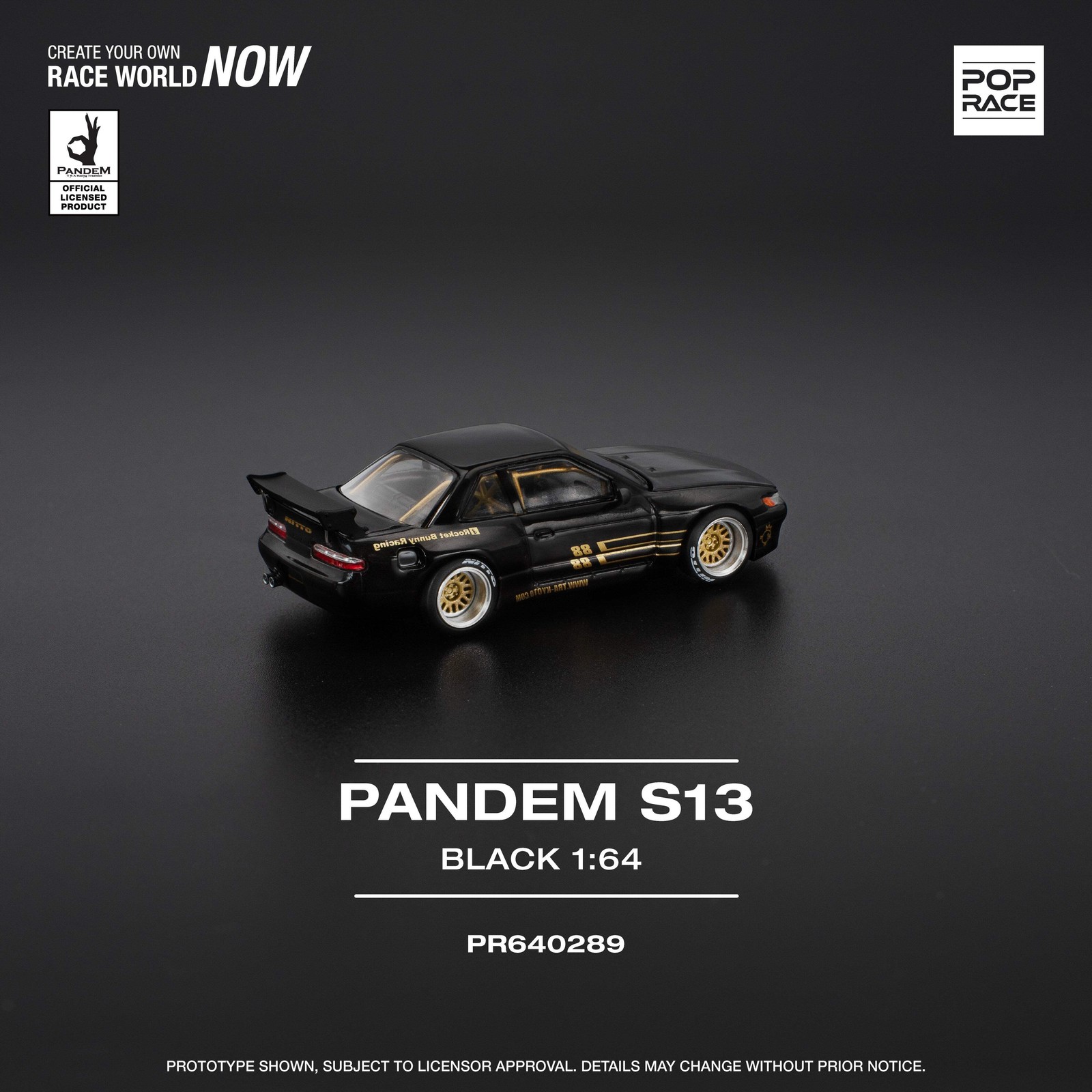 Pop Race 1/64 Pandem Silvia S13 – Black