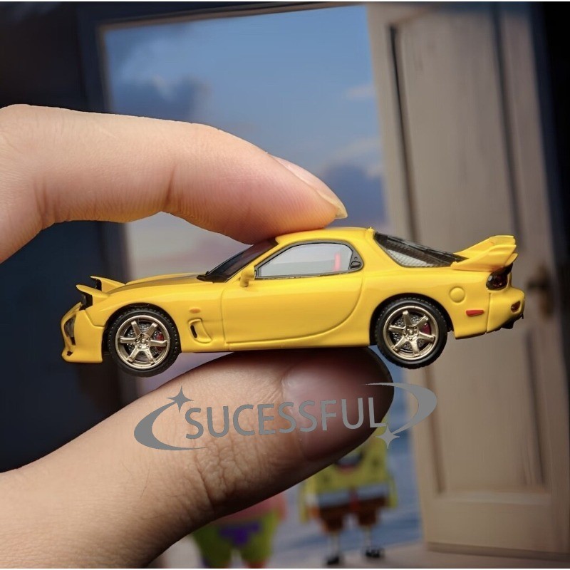 1/64 Scale JDM Mazda RX7 FD3S A-Spec Yellow Diecast Metal Car Model FH