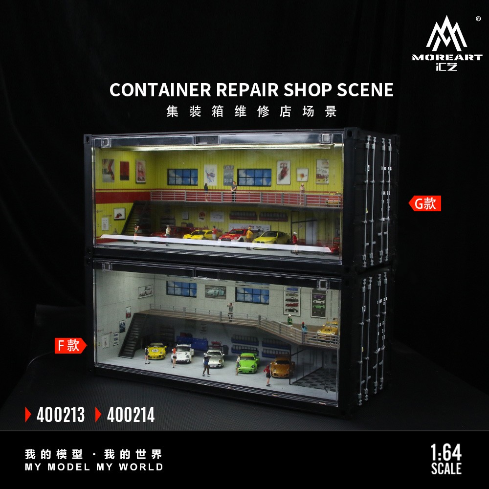 Diorama 1/64 Parking Lot Model LED Lighting Container Garage Building Model US
