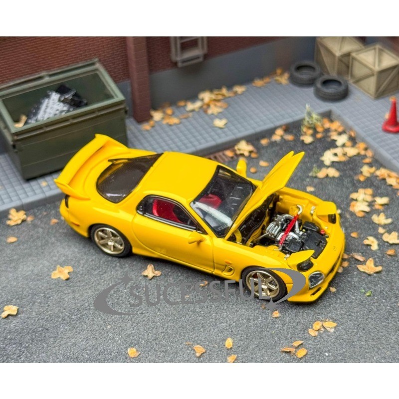 1/64 Scale JDM Mazda RX7 FD3S A-Spec Yellow Diecast Metal Car Model FH