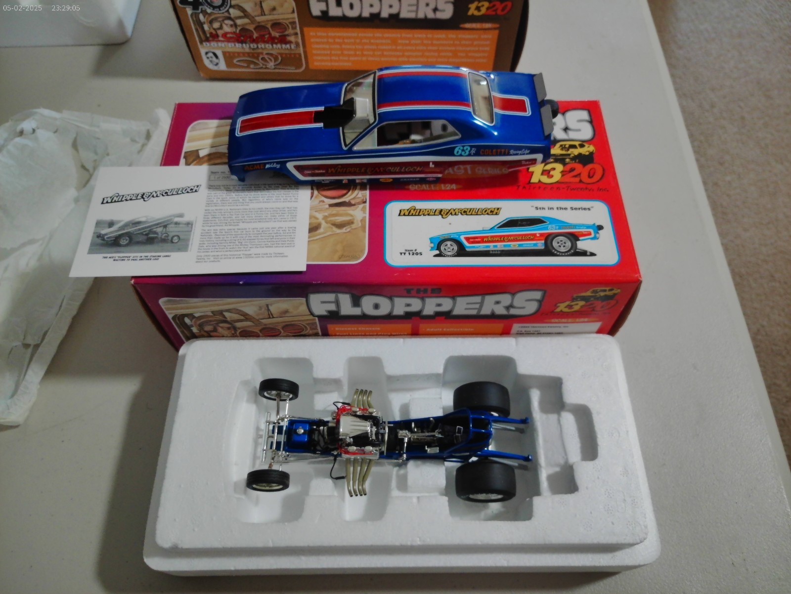 RARE SAMPLE WHIPPLE & McCULLOCH 1:24 FLOPPERS NITRO FUNNY CAR DRAG RACING 1320