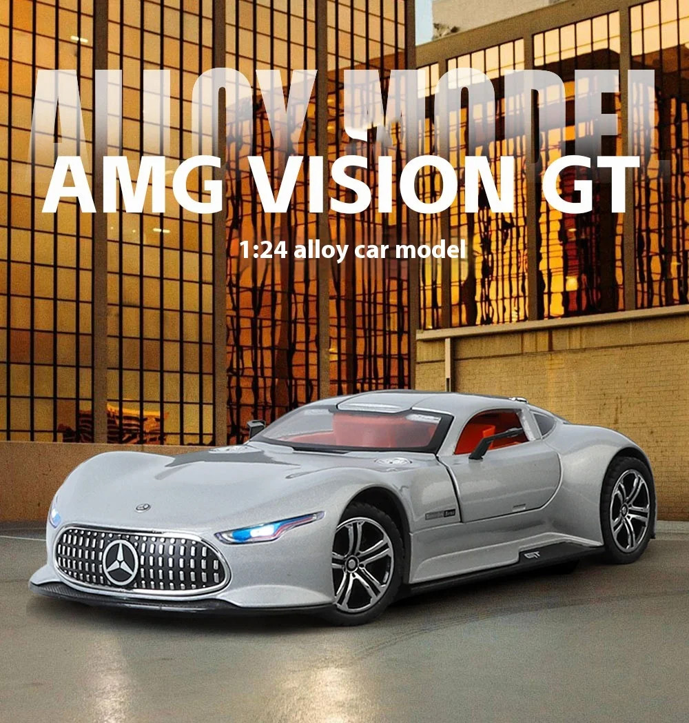 1: 24 Mercedes-Benz AMG alloy model car with sound and light sports car model