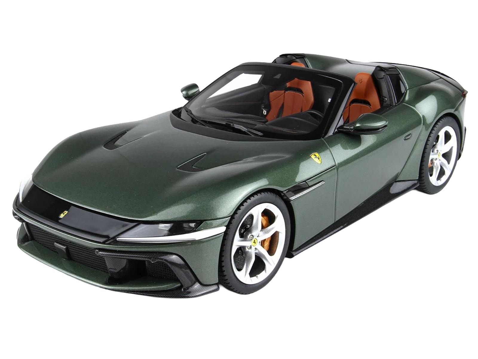 FERRARI 12CILINDRI SPIDER TUSCANY GREEN & DISPLAY CASE 1/18 CAR BY BBR P18251 E