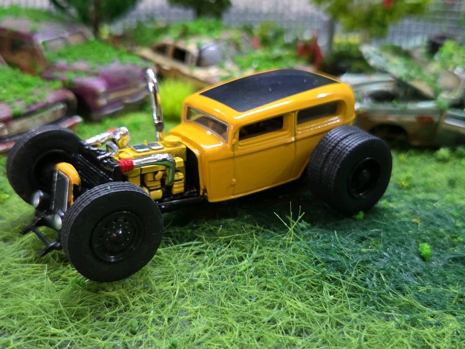 Custom 1:64 street Rat Rod lowered hot FORD chopped panel paddy wagon HotWheels