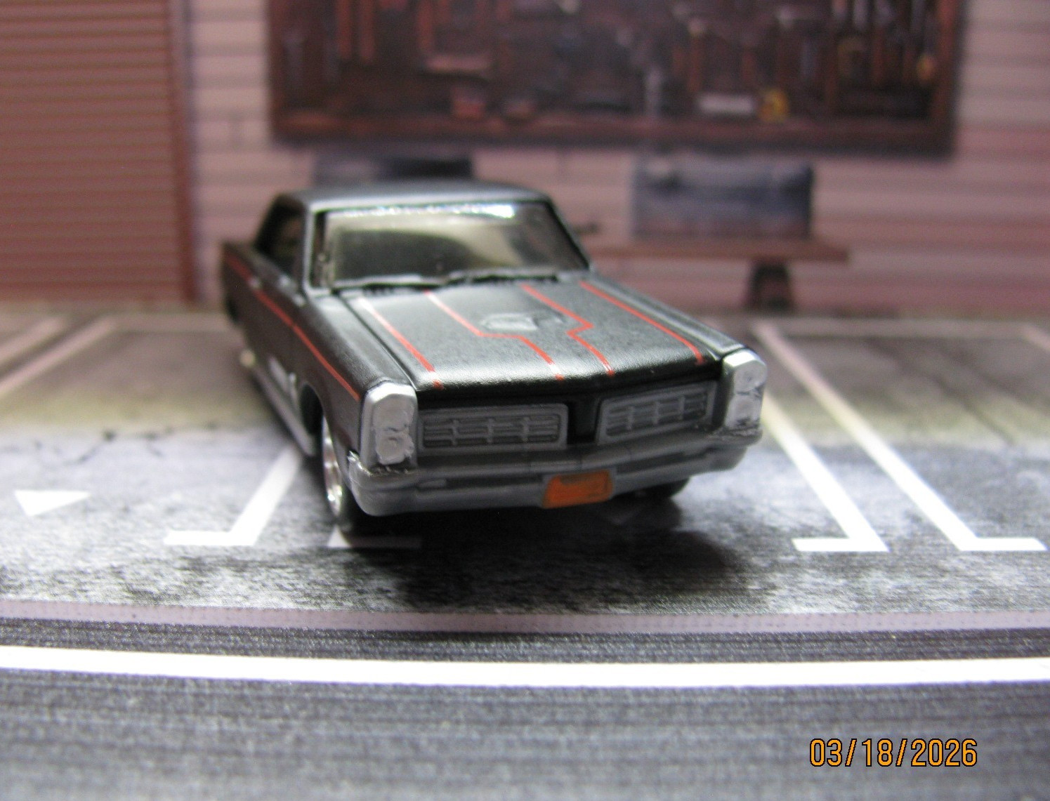 2026 Hot Wheels Matte Black/Red Stripes ’65 PONTIAC GTO w/Real Riders Wheel Swap