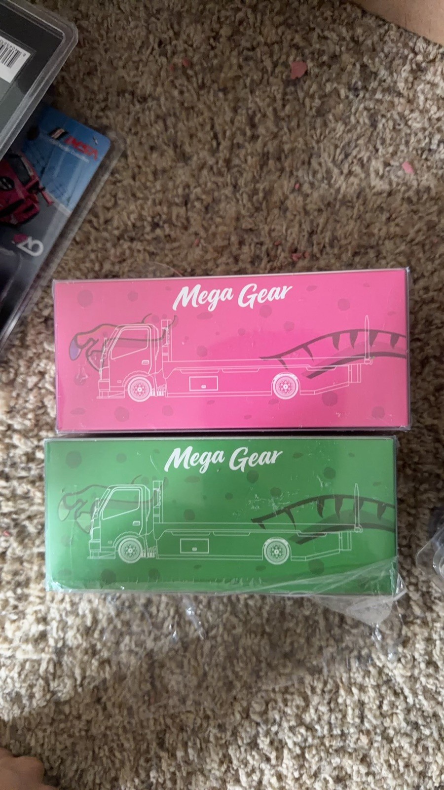 MG 1:64 H300 Custom Tow Flatbed Truck Dinosaur Model Diecast Metal pink US SHIP!