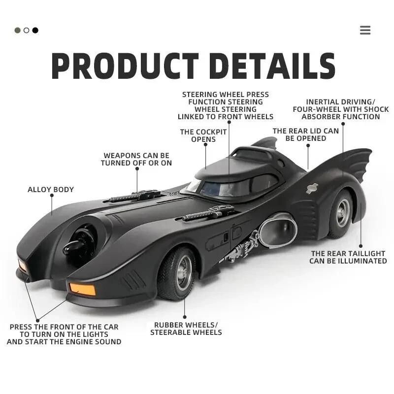 1:24 THE BATMAN Batmobile 1989 DC Comics Diecast Car Toy Gift Collectible NEW