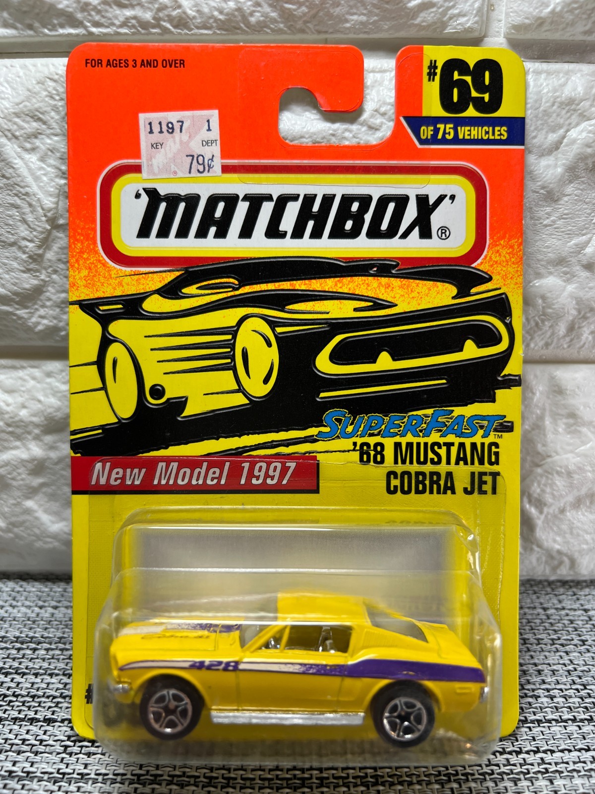 Matchbox Super Fast ’68 Mustang Cobra Jet #69 of 75 Vehicles 1997 Yellow