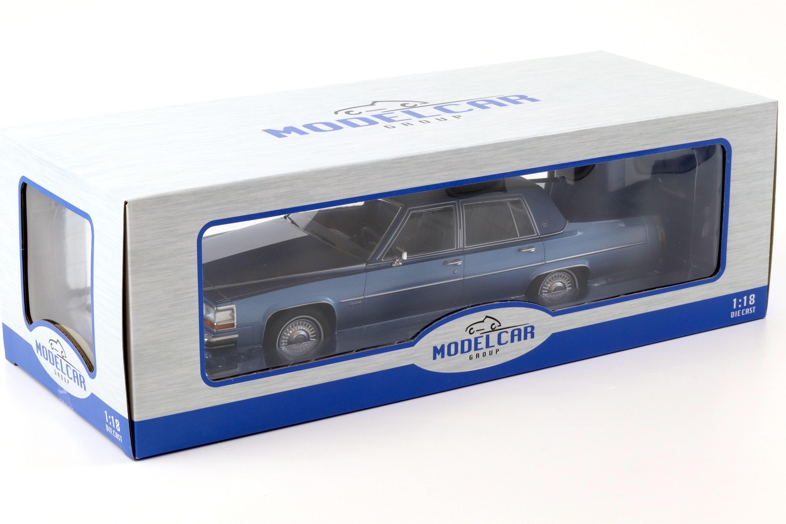 1:18 MCG 1982 Cadillac Fleetwood Brougham Blue Metallic Diecast Model Car