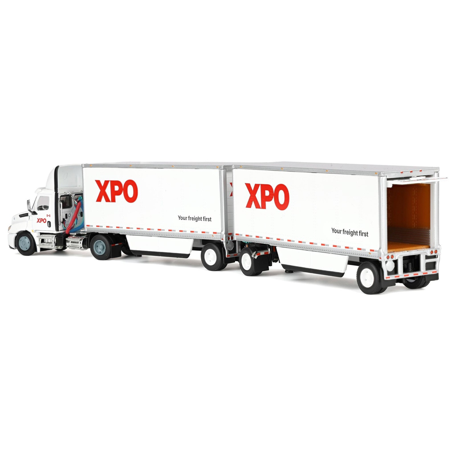 DCP1/64 XPO Freightliner Cascadia Semi Truck Pup Trailers Canada Version 60-1809