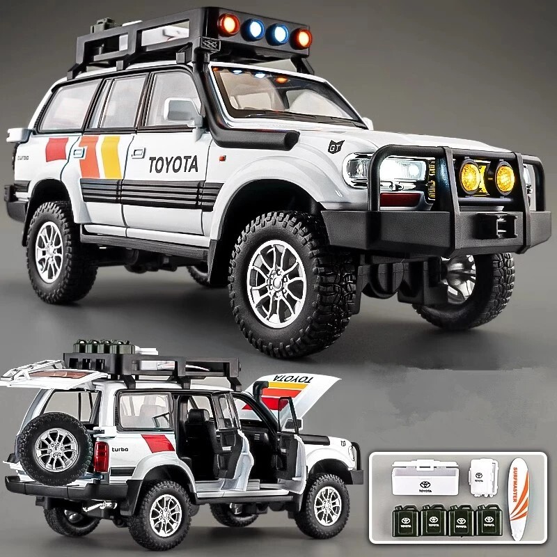 1:24 Toyota Land Cruiser LC80 Car Model Alloy Diecast Vehicle Gift Sound Light