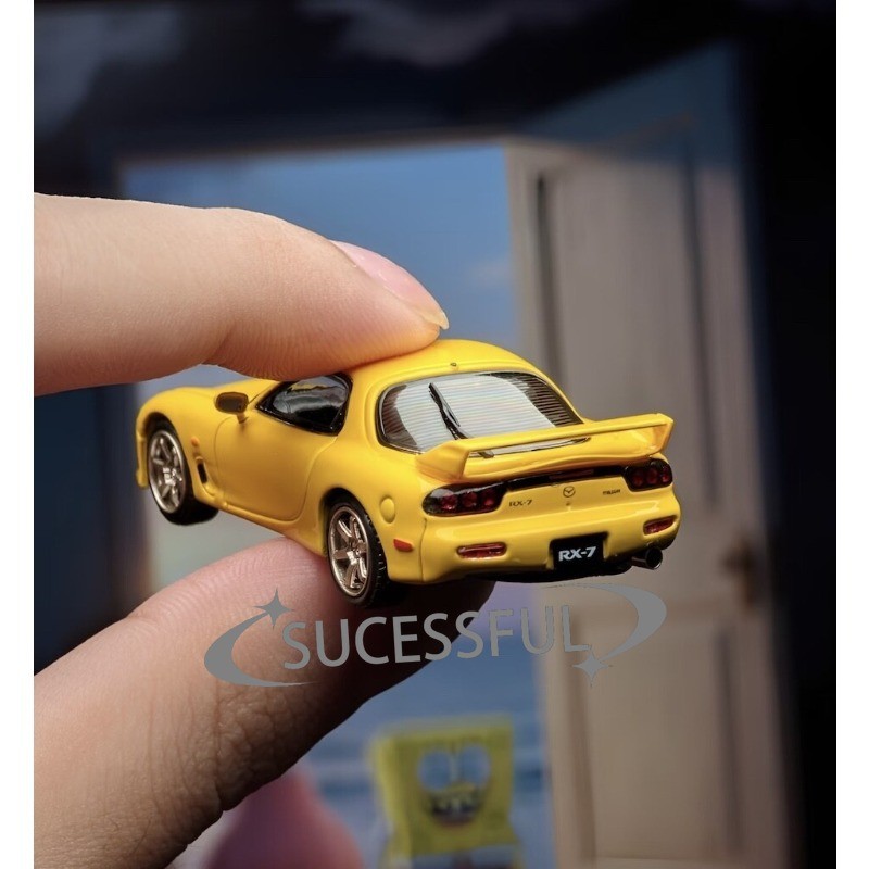 1/64 Scale JDM Mazda RX7 FD3S A-Spec Yellow Diecast Metal Car Model FH