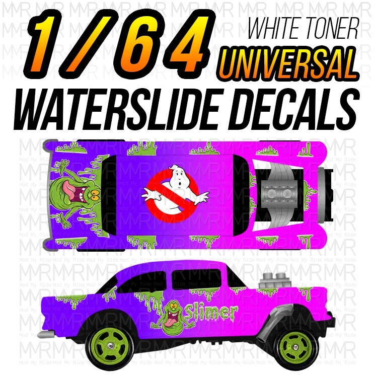 1/64 Scale SLIMER GHOSTBUSTER Custom White Toner Universal WaterSlide Decals Hot
