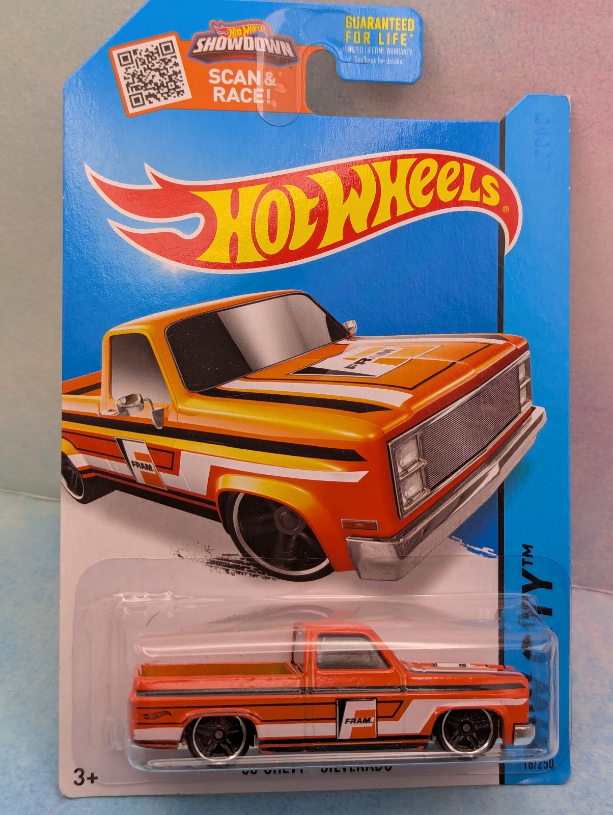 VHTF 2015 Hot Wheels ’83 CHEVY SILVERADO #16 ∞ orange truck; FRAM ∞ PERFORMANCE