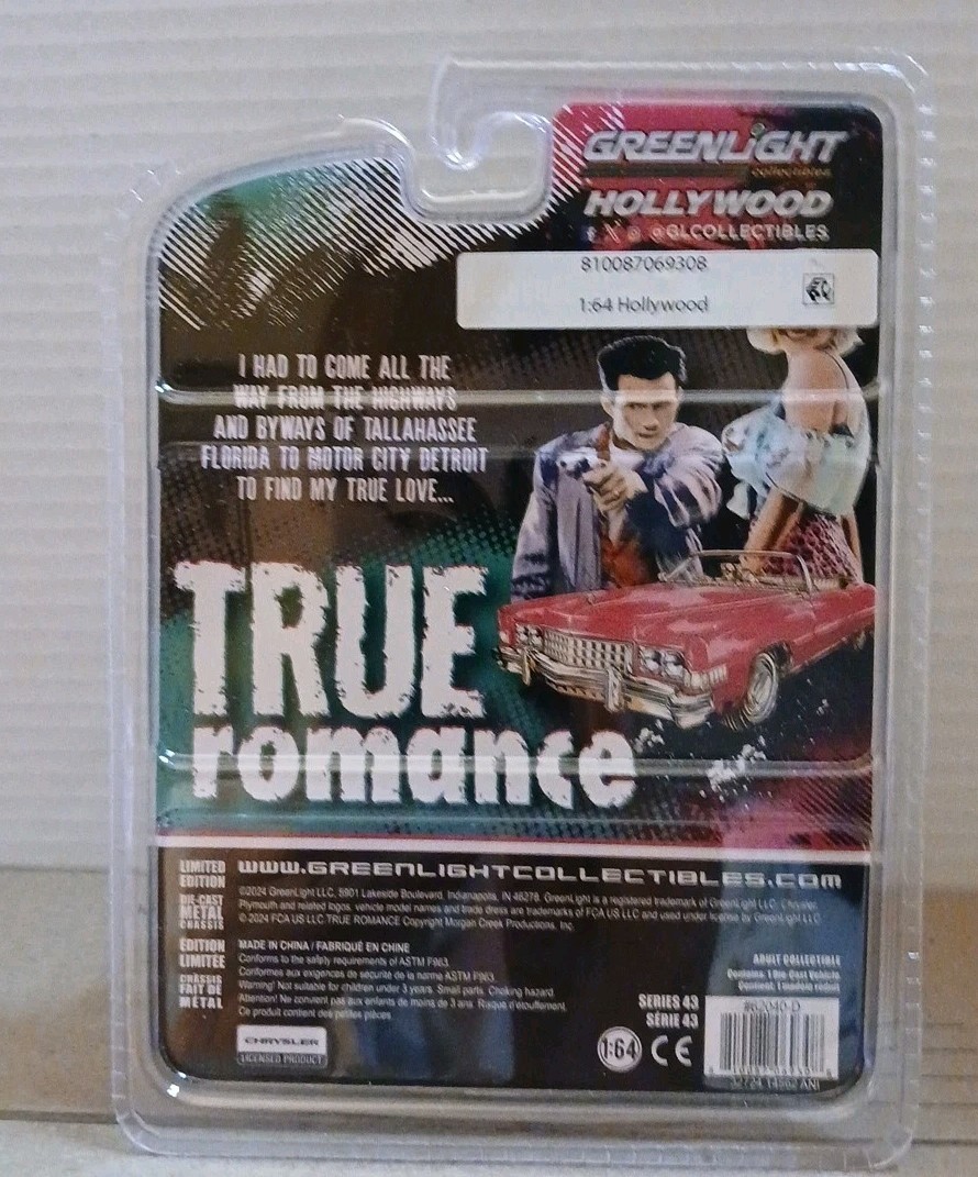 GREENLIGHT Hollywood Series 43 TRUE ROMANCE 1982 PLYMOUTH GRAN FURY 1:64 Scale