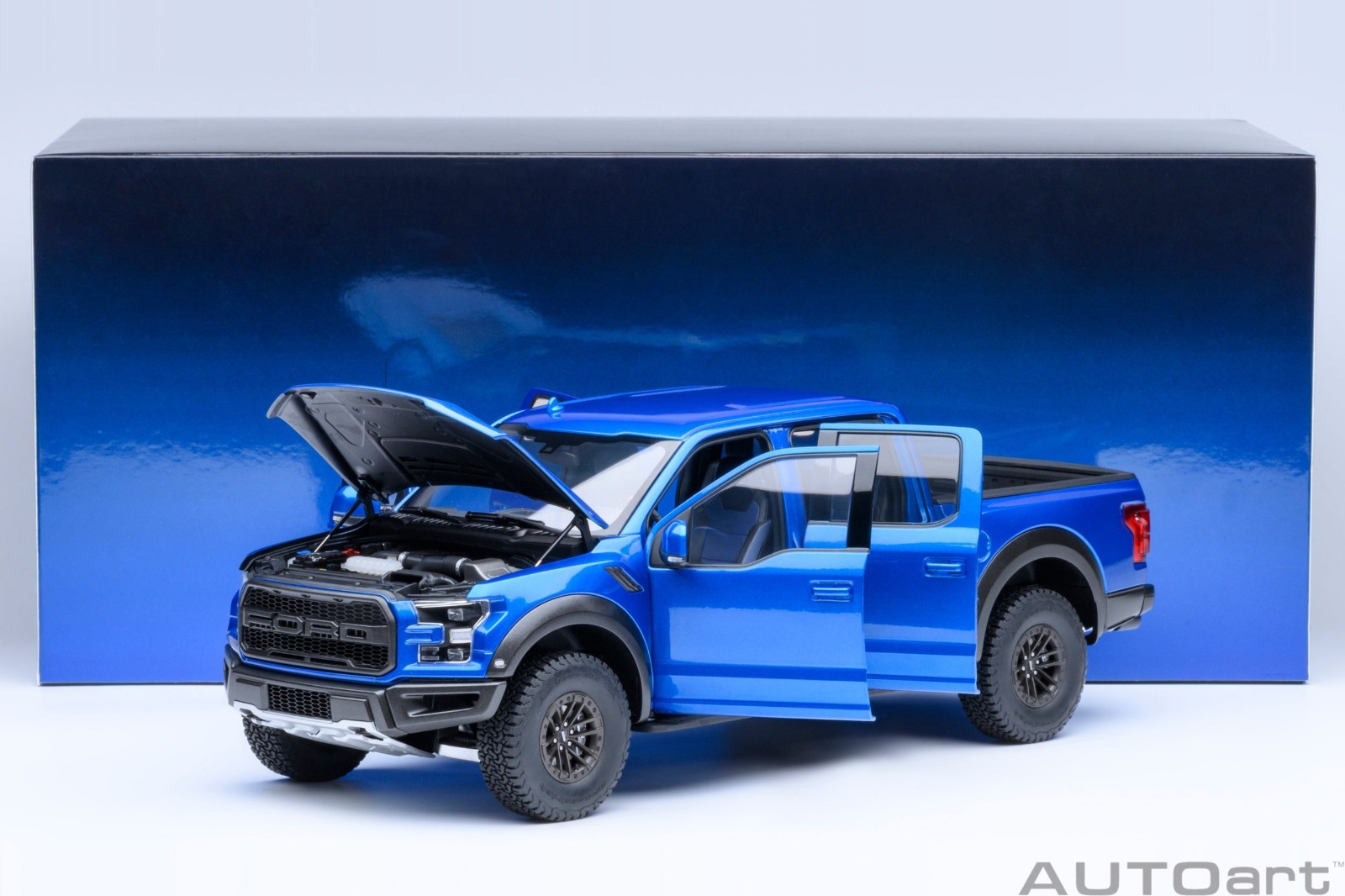 2019 FORD F-150 RAPTOR PICKUP VELOCITY BLUE 1/18 MODEL BY AUTOART 72949