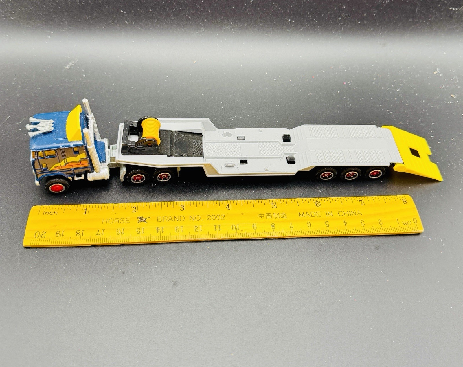 1980s Vintage Cabover Super Movers Majorette Semi Truck Tractor Trailer Low Boy