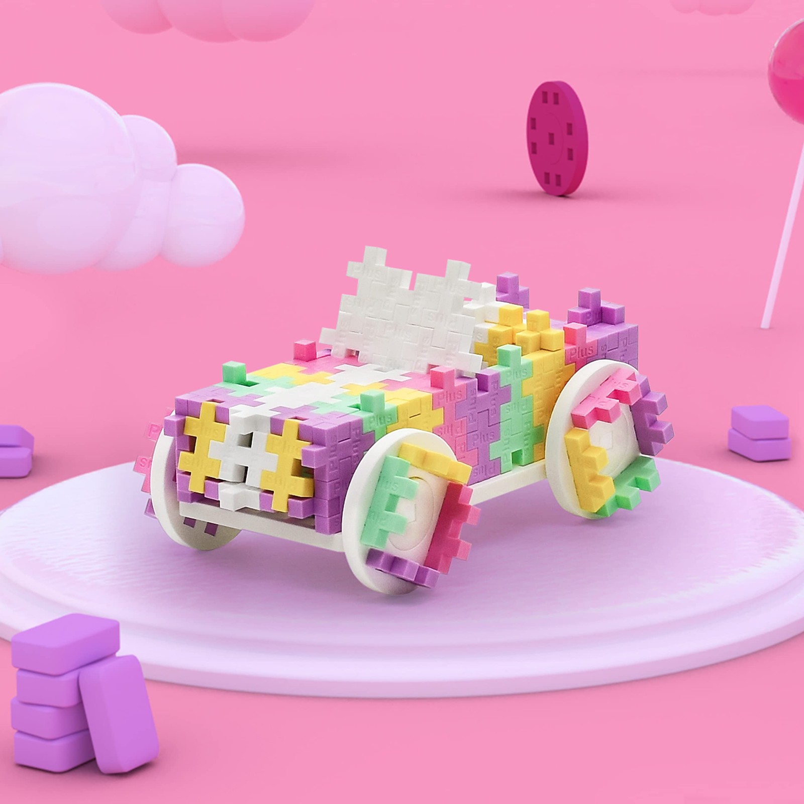 PLUS PLUS Color Cars Tube, Candy – Car Building Kit, 200 Mini Hashtag Blocks …