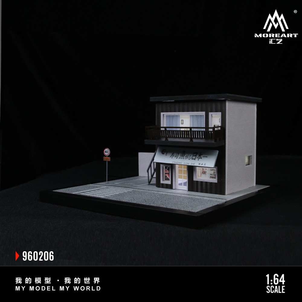 1/64 Diorama Garage Scene Building LED Light Display Parking Lot scene Model US