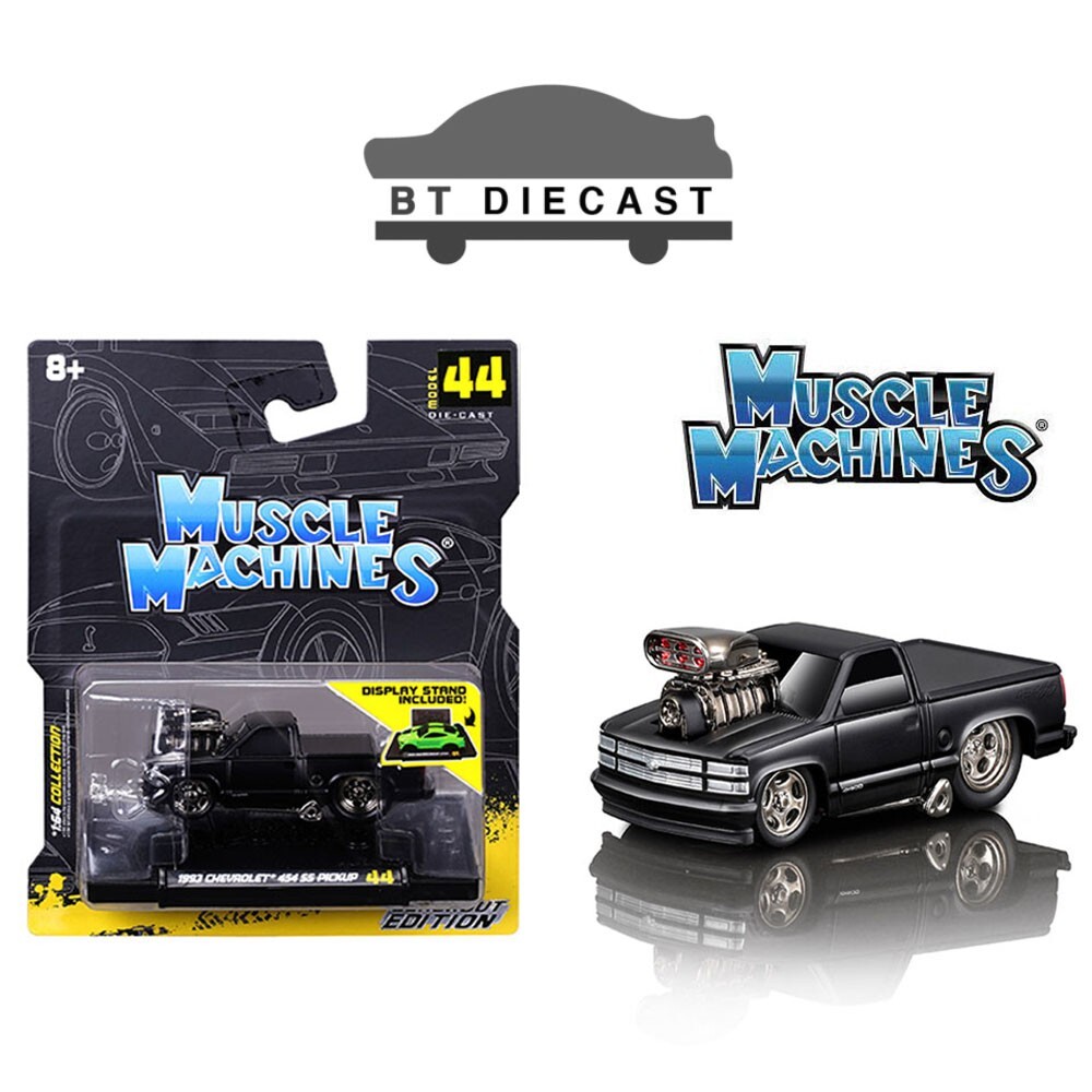 MAISTO MUSCLE MACHINES 1993 CHEVY 454 PICK UP TRUCK 1/64 BLACKOUT EDITION 15584
