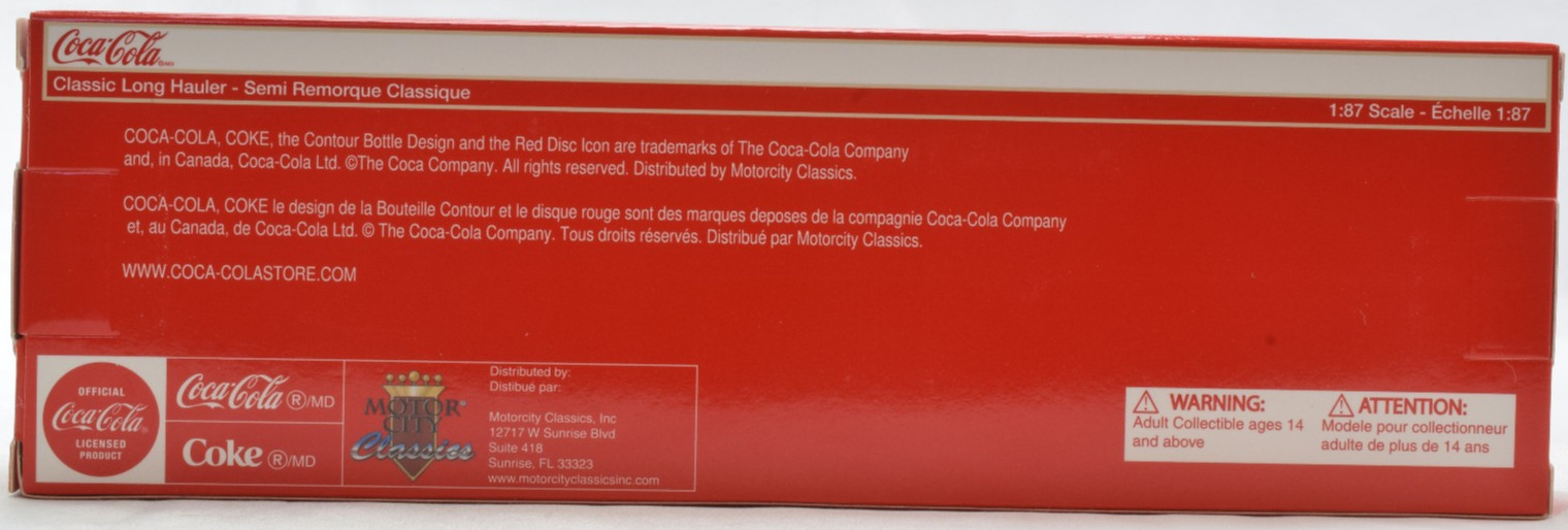 Motor City Classics Coca-Cola Coke Tractor Trailer 1:87 Diecast Truck 487010