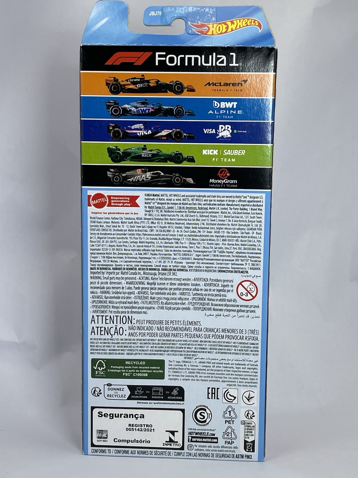 2024 Hot Wheels F1 Formula One 5 Pack McLaren Alpine Visa Red Bull Sauber Haas