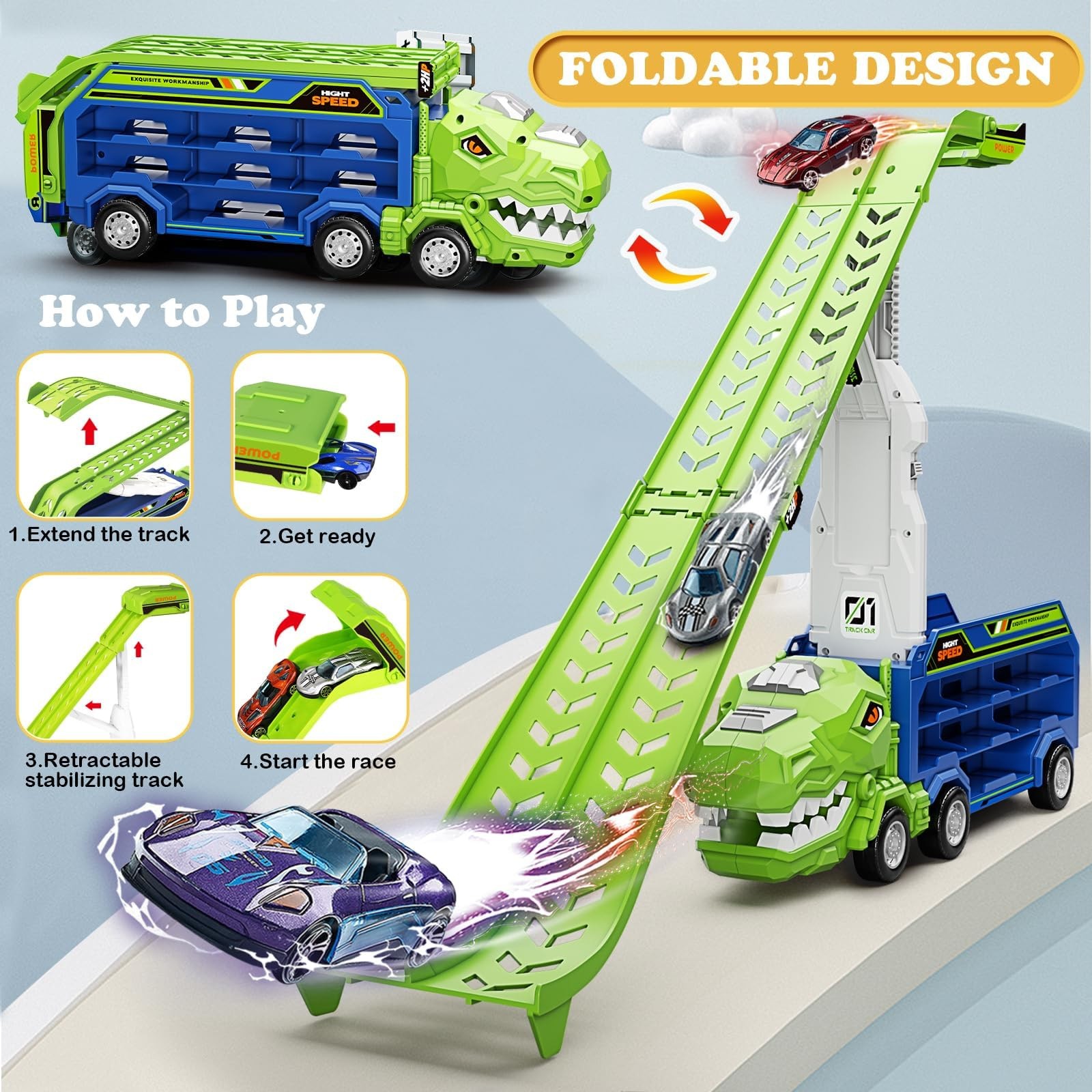 Dinosaur Truck Car Toys for 3, 4, 5, 6, 7, 8 Years Old Kids, Carrier Truck Ra…