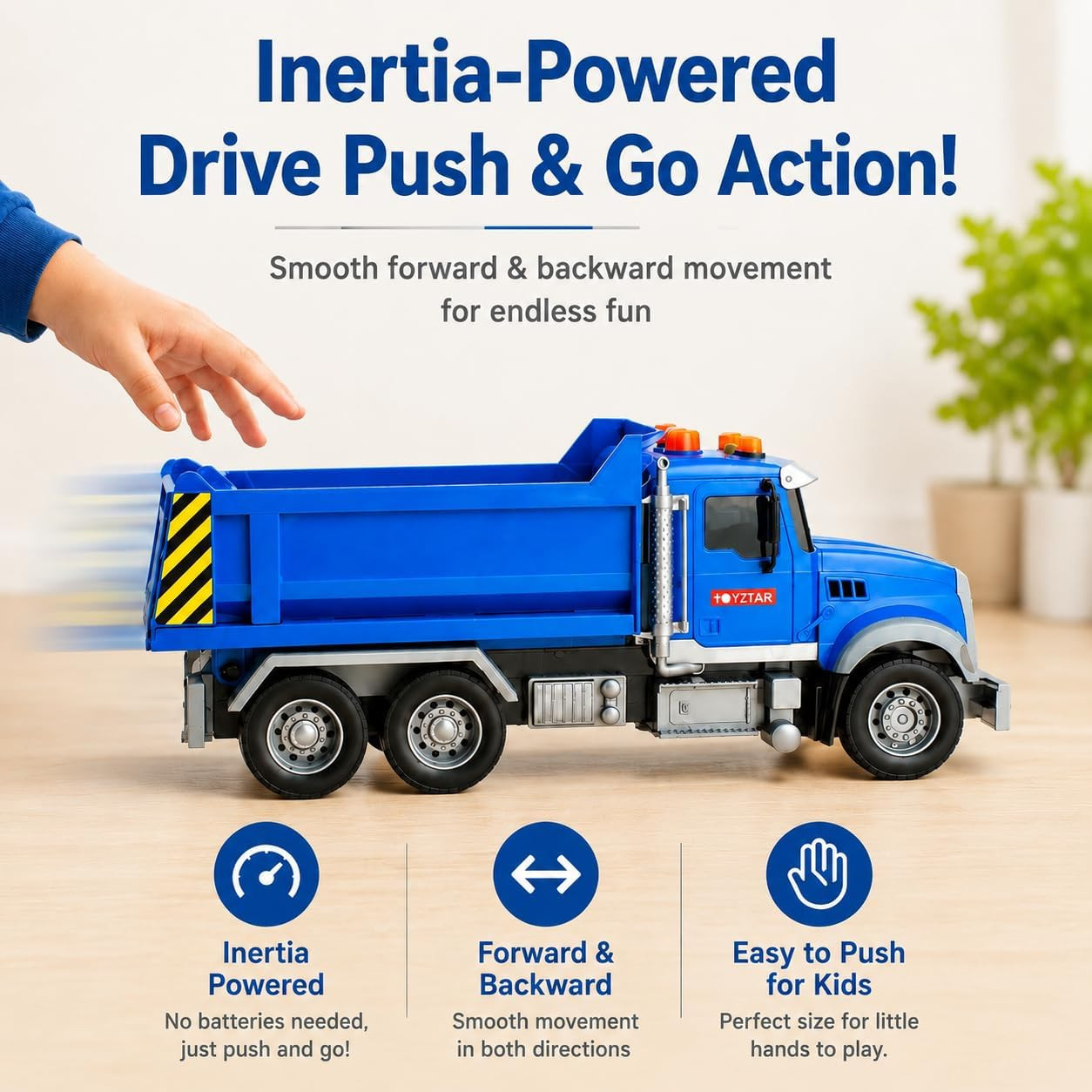 14″ Blue Large Dump Truck Toy,Construction Trucks for Boys Girls 3 4 5 6 7 8 Yea