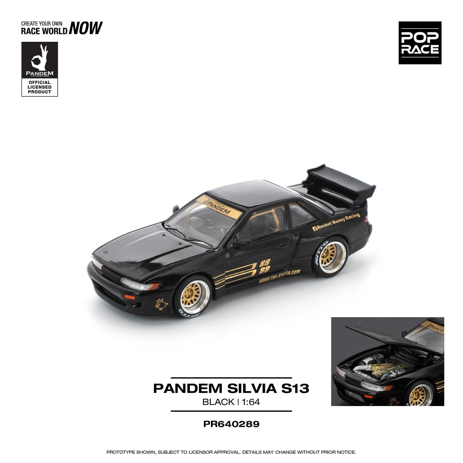 Pop Race 1/64 Pandem Silvia S13 – Black