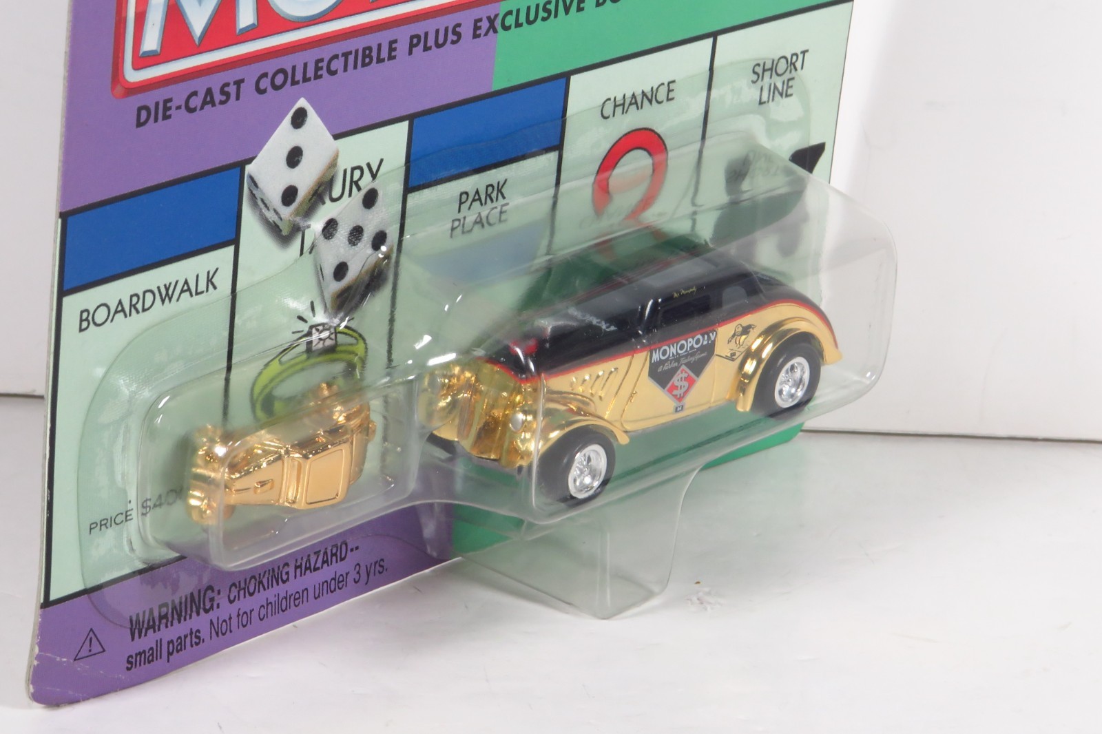 JOHNNY LIGHTNING Monopoly Vintage 1933 Willys Coupe 33 Gold Diecast KB Toys 1:64