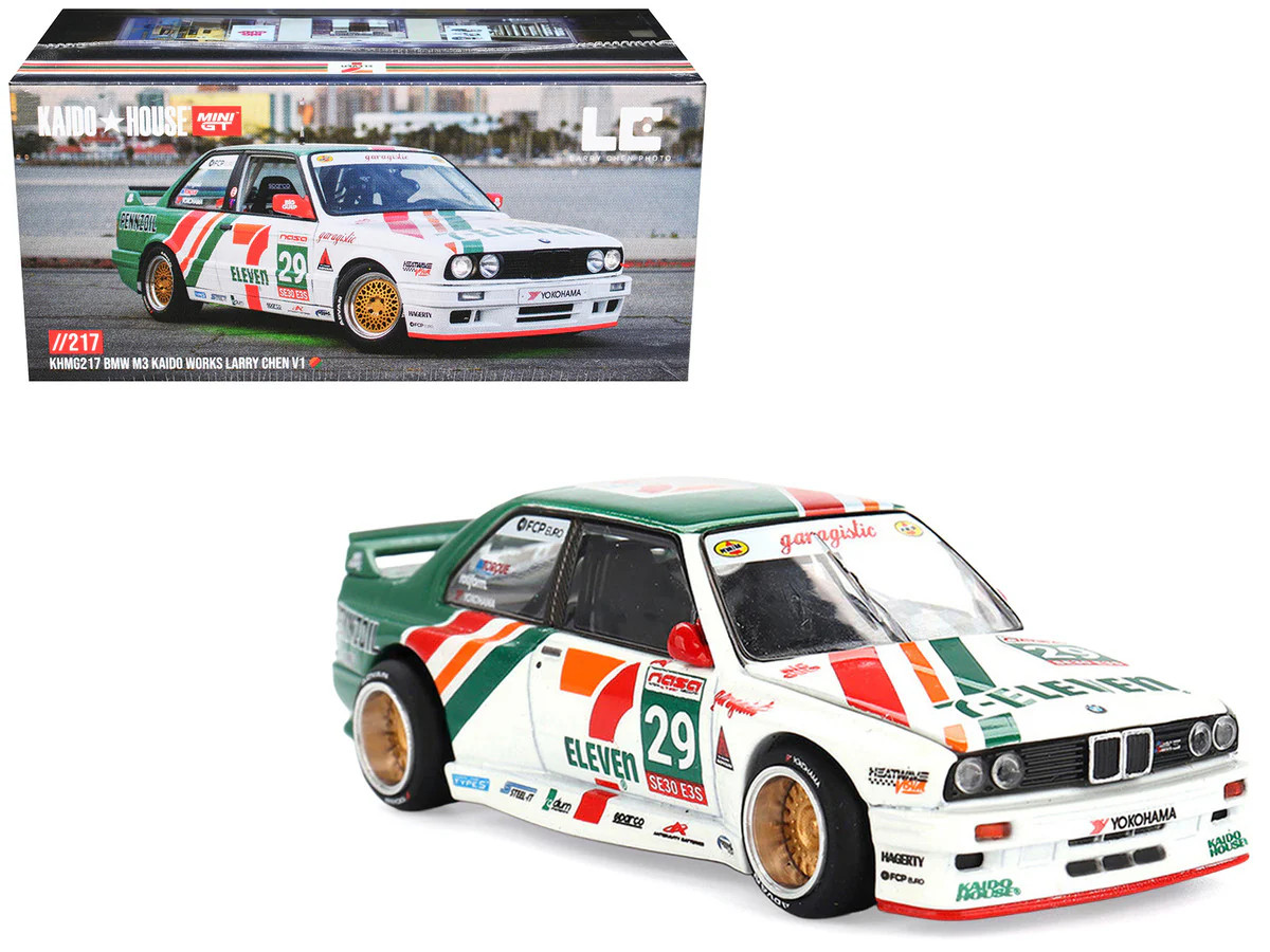 BMW M3 “Kaido Works Larry Chen V1” #29 “7-Eleven” White and Green with Graphics