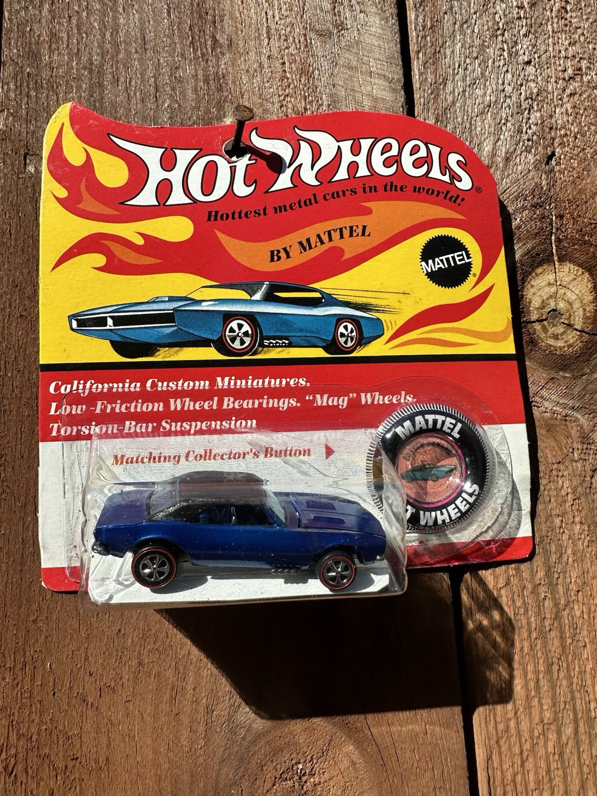 hot wheels 67 camaro Redlines Restoration/ Custom Build Blue W/ Blister & Button