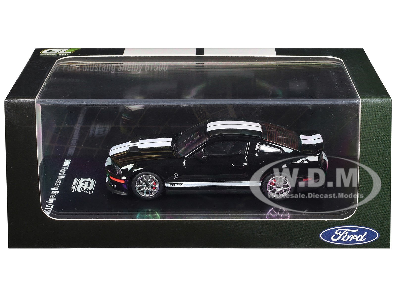 2007 FORD MUSTANG SHELBY GT500 BLACK 1/64 BY MOTORHELIX/GREENLIGHT 1251005B