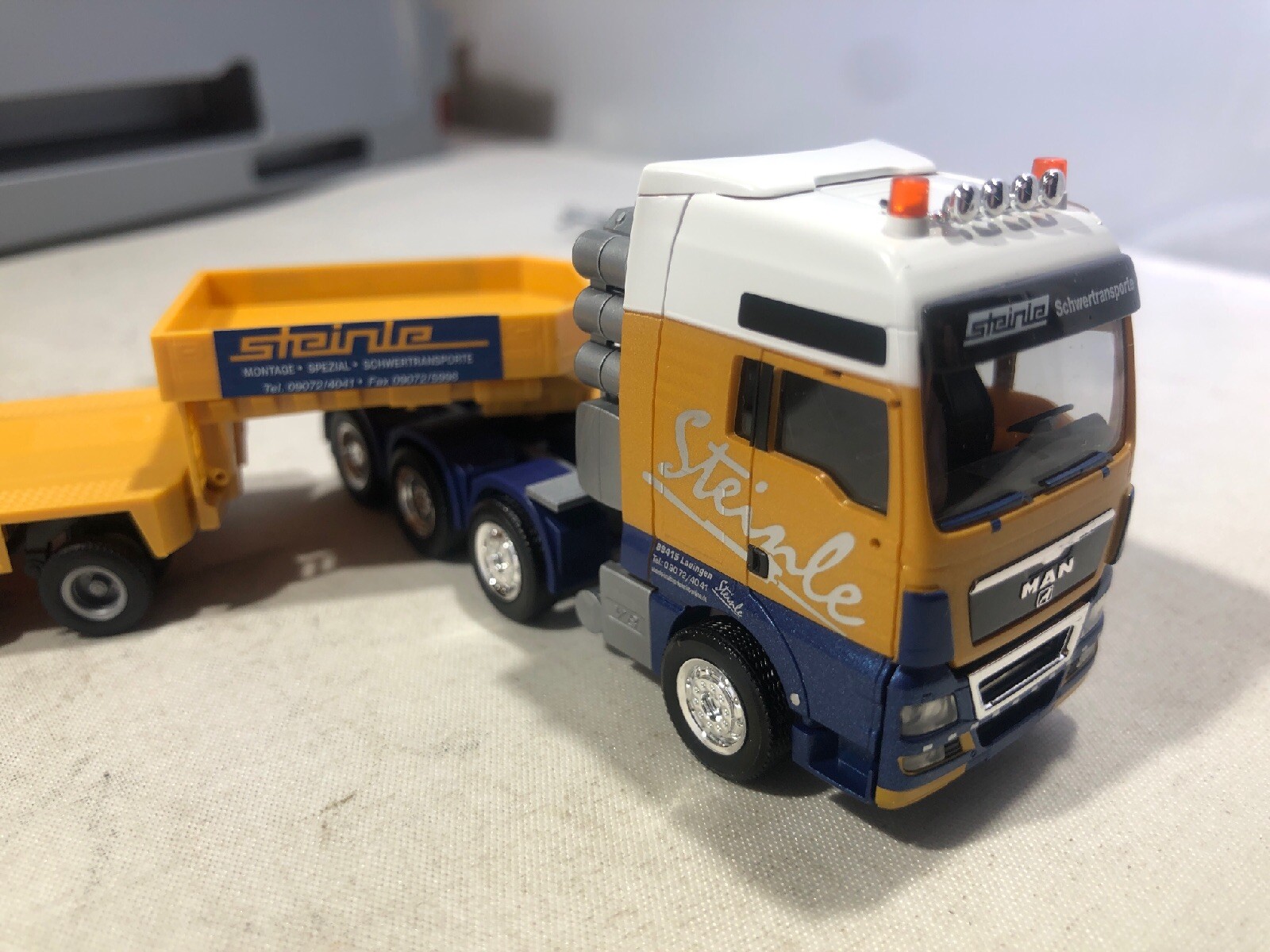 Herpa 1/87 MAN Tractor Trailer Semi Truck Low Boy Jeep FlatCar Steinle Army Tank