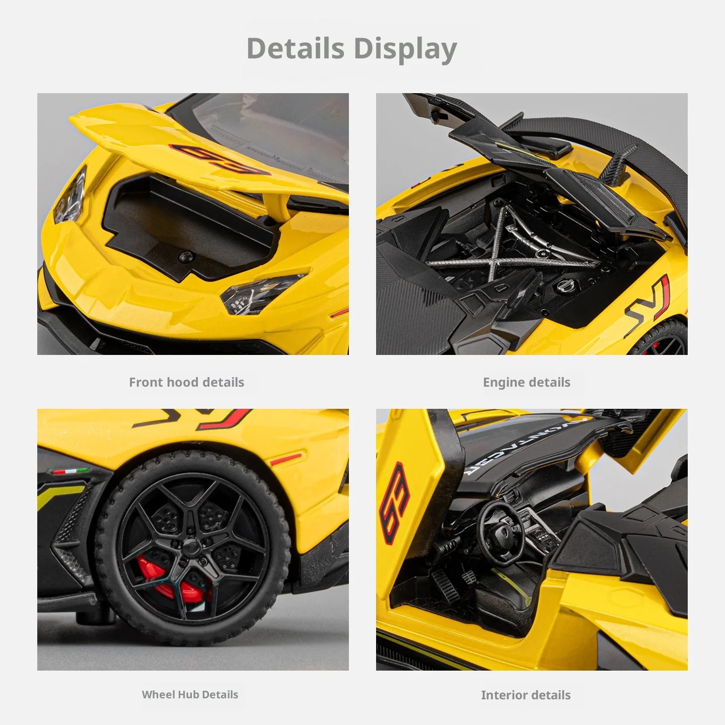 1/32 Lamborghini SVJ63 Alloy Diecast Sports Car Model Sound and Light Pull Back