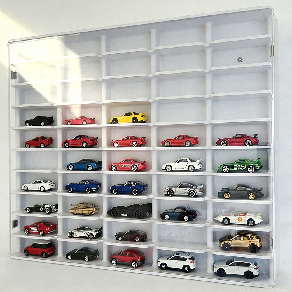 Acrylic Display Case for H-W 1/64 Diecast Car Matchbox Toy Storage Shelf