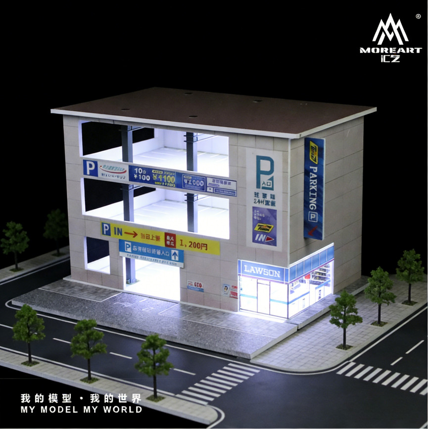 Diorama 1:64 Diorama Multi-Layer Garage LED Lighting Model Car Display Case